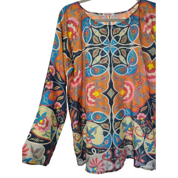 Johnny Was Silk Art Nouveau Boho Blouse Top Size XS - Picture 3 of 8